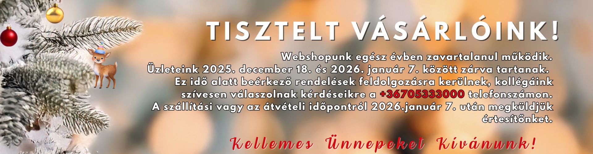 Decemberi nyitvatartás